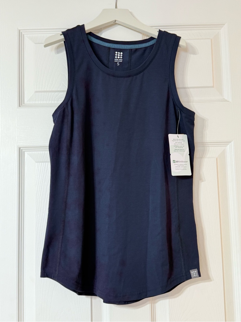 NWT Title Nine Womens Blue Activewear Tank Top Sleeveless Crew Neck Size S